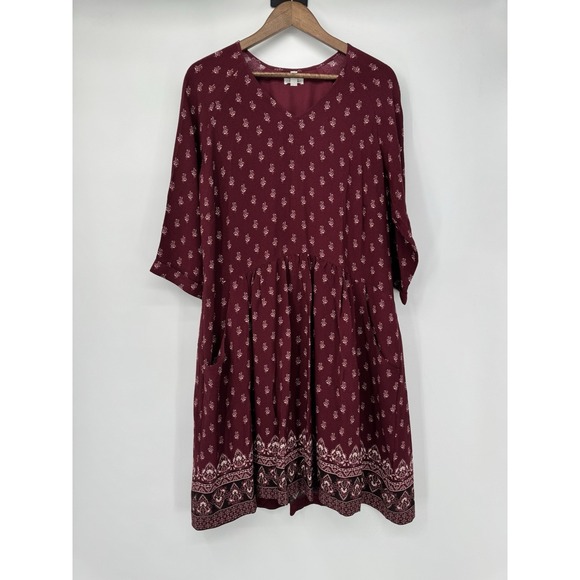 Garnet Hill Dresses & Skirts - Garnet Hill Trapeze Peasant Swing Dress Boho‎ Cottagecore 3/4 Sleeve